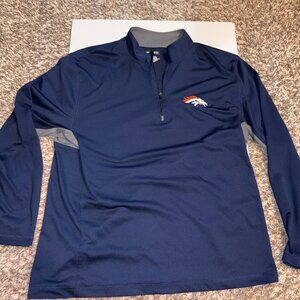 Denver Broncos NFL Team Apparel 1/4 Zip Pullover Men’s XL Navy Gray Football